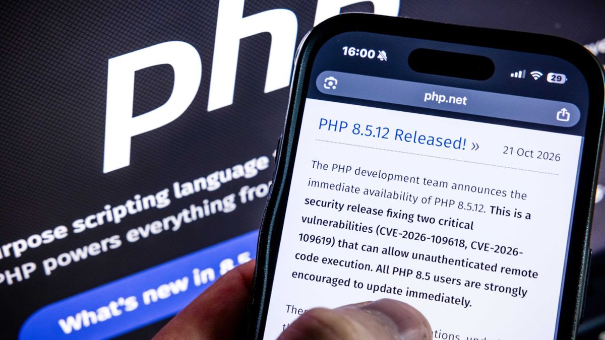 PHP-Sicherheitsupdate auf einem Smartphone